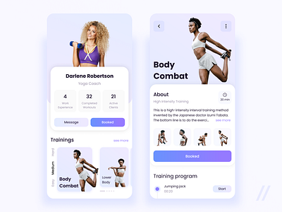 Fitness Trainer Profile app coach design fitness health mobile mvp online program purrweb react native sport startup trainer ui ux