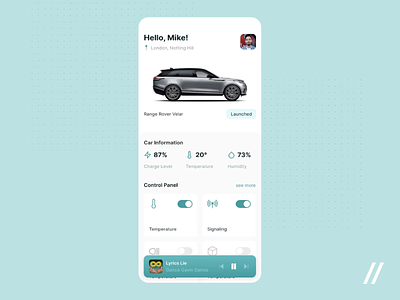 Automotive App Design animation app car control panel design mobile mvp online purrweb react native smart car startup ui ux vehicle