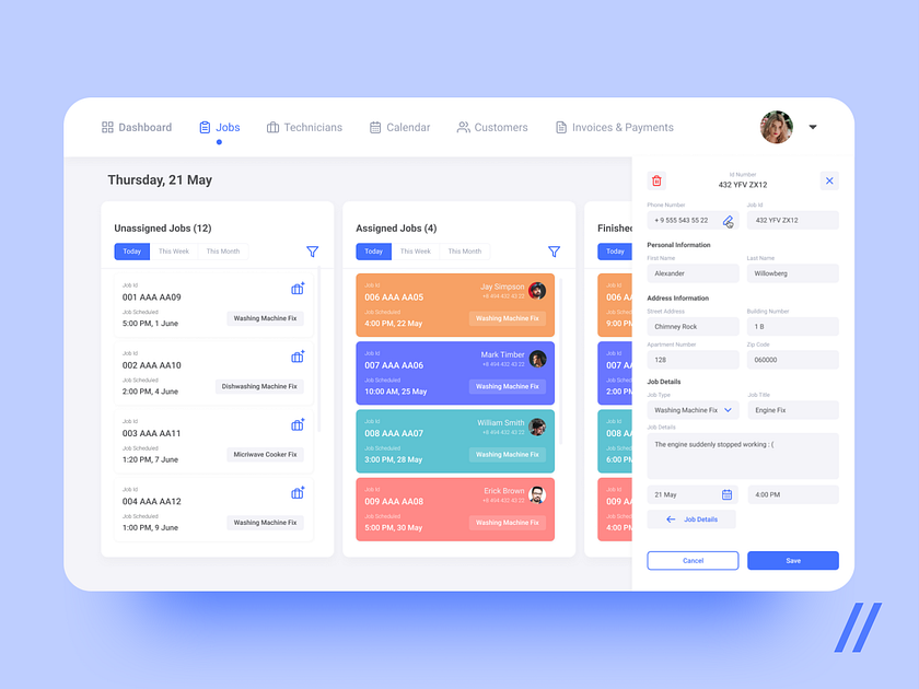 Repair Workshop Dashboard Platform by Purrweb UI/UX Studio on Dribbble