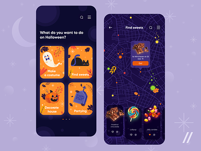 Search for Halloween Activities app design geolocation halloween location map mobile mvp navigation online purrweb react native search startup ui ux