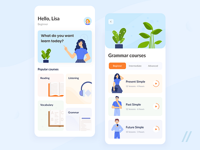 English Courses App app courses design edtech education education app elearning english language learning learning management system learning platform mobile mvp online purrweb react native startup ui ux