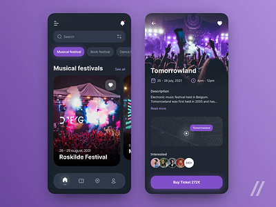 Festivals & Events App app concert design event event app events fest festival mobile music mvp online purrweb react native search social startup tickets ui ux