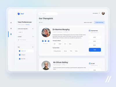 Mental Health Therapy Platform app dashboard design health healthcare mental mental health mentalhealth mobile mvp online platform psychology purrweb react native startup therapy ui ux web