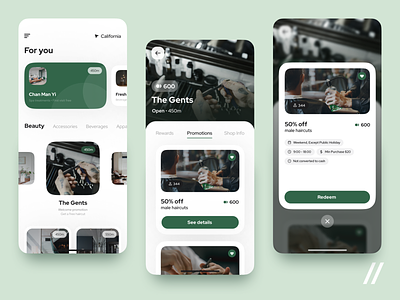 Discount App aggregator app coupons dashboad design discount discount card green location mobile mvp online purrweb react native savings startup studio ui ux vouchers