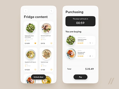 QR Code Vending Fridge App app design ecommerce food food and drink foodtech illustration mobile mvp online point of sale purrweb qr qrcode react native startup ui ux vending vendingfridge