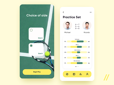 Tennis App activity app design game green lifestyle match mobile mvp online play purrweb react native sport startup tennis tennis ball tennis player ui ux