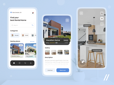 Real Estate Rental App apartment app booking design graphic design house mobile online property proptech purrweb real estate real estate app realestate rent rental app ui ui ux uiux ux