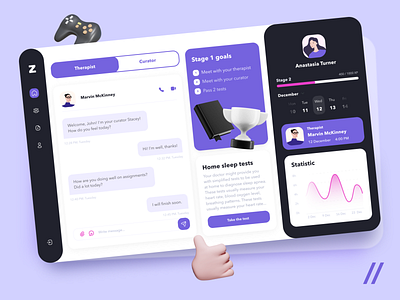 Insomnia Treatment Platform app dashboard design gamification illustration insomnia mvp online platform purrweb service sleep sleep app sleeping app startup treatment ui ux web website