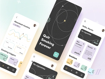 Quit Smoking App app design habit habit building health app healthcare lifestyle mobile mvp online productivity purrweb quit smoking quit smoking app smoking startup stop smoking ui uiux ux
