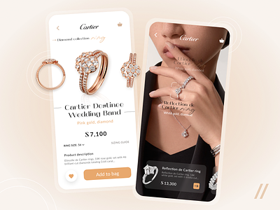 Jewelry Store App (Cartier App Redesign) app brand cartier design diamond ecommerce gold jewelry lux luxury mobile mvp online purrweb redesign shop startup store ui ux
