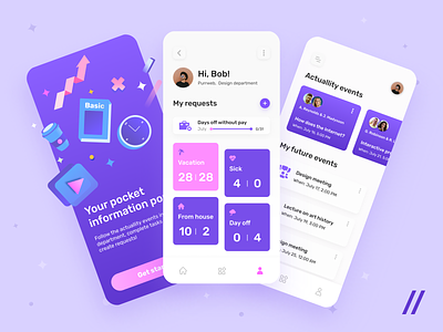 Information Portal for IT-companies app data design hr human resources info manager mobile mobile app design mvp news online planning purrweb startup tool ui uiux ux work from home