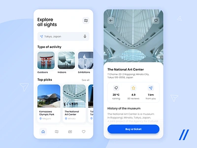 Landmark Finder App app app design design figma inspiration landmark app mobile museum app mvp purrweb react native startup tourism travel travel app travelling trip ui ux uxui