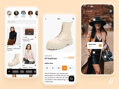 Clothes Marketplace App app brands clothes design marketplace mobile mobile app mvp online purrweb react native shop shopping shopping app startup store stories streaming ui ux