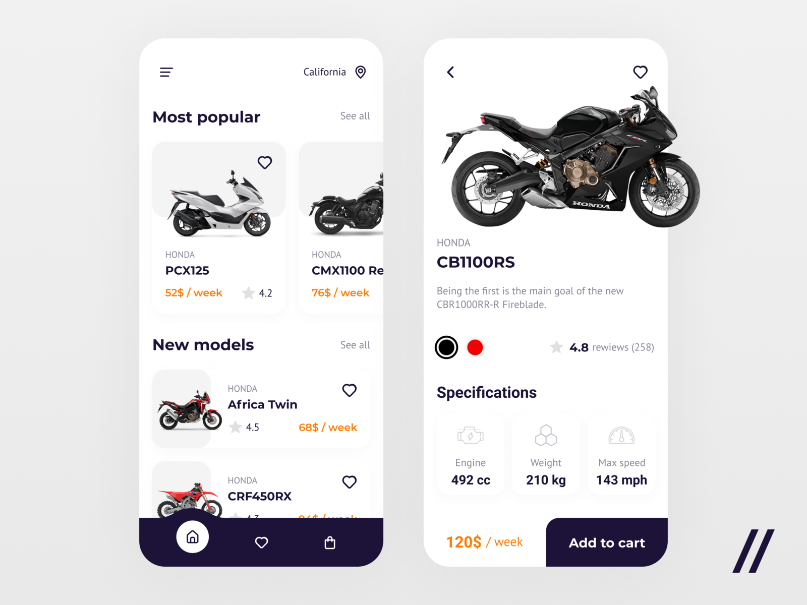 Motorcycle Rental App by Purrweb UI/UX Agency on Dribbble