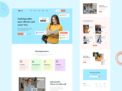 E-learning landing page exploration classroom clean creative design eduaction education website elearning landing page learning platform online course online learning product product design ui ui design ux web web ui website