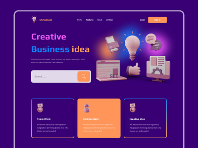 IdeaHub - Business landing page 3d business designer digital agency homepage interface landing page ui design web web design website website design