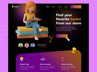 Bookit landing page book store designer home page interface landing page landing page design ui design web design web interface website design