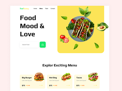 FoodFactory - Food landing page clean website food website minimal web minimal web design ui design web web design webdesign website website builder website concept website design website development website template websites