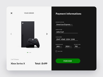 Daily UI Design Challenge 01 | Xbox Credit Card Checkout Web App app card consoles credit credit card checkout design game minimal ui ux xbox