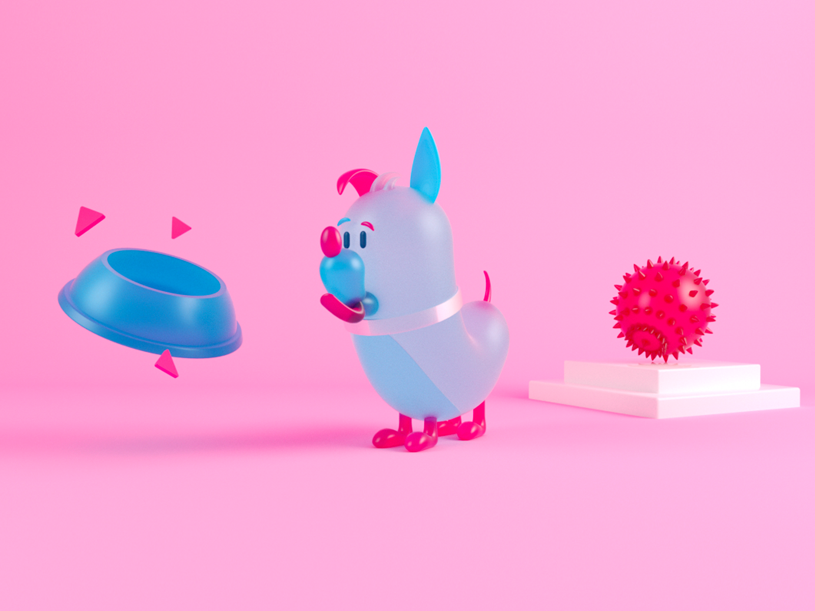 Plastic Dog 3d characters design illustration