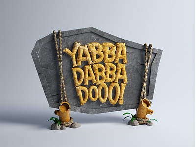 Yabba Dabba Do! 3d c4d cartoon design flintstones lettering type