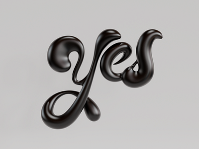 Yes 3d calligraphy design lettering type