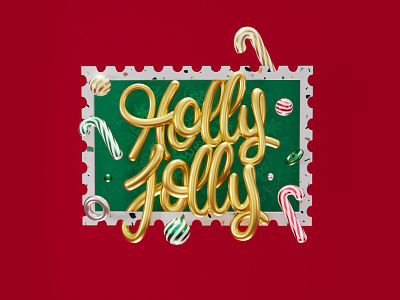 Holly Jolly ... 3d c4d design holly jolly lettering type xmas