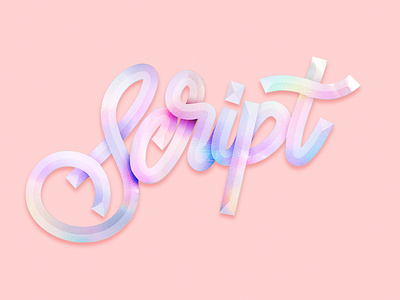 Script with Illustrator brushes calligraphy holographic lettering metalic paper script