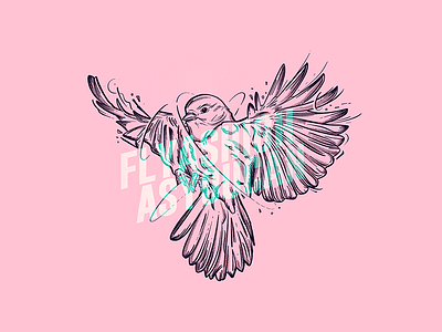 Fly as high as you can bird lettering pink