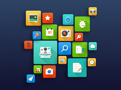 Long Shadow Icons Collage app collage icons long shadow ui
