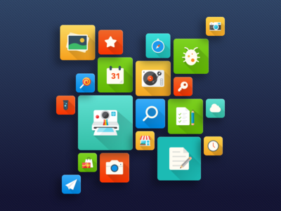 Long Shadow Icons Collage app collage icons long shadow ui