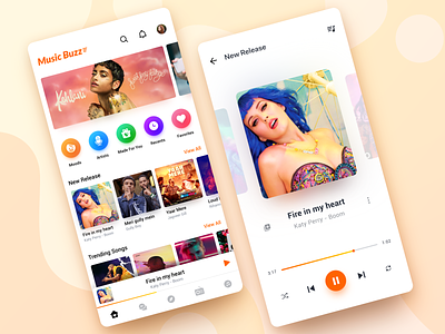 Music Buzz - an app for music lovers app dailyui delightful design design indian interaction ios mobile music music album music app music artist music player music player app music player ui sketch songs ui ux visual