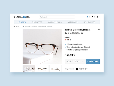 E-Commerce Shop for glasses dailyui12 dailyuichallenge ui