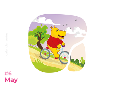 Spring Illustration bike calendar cycling hippo illustration slide spring sunset