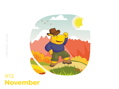 Autumn illustration autumn calendar hike hippo illustration the mountains