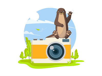 Request to access the camera camera cute hi illustration otter plants shrub