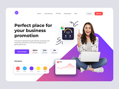 Landing page for business business girl landing page page platform ui
