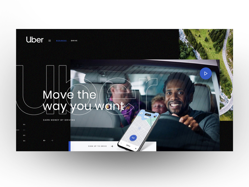 Uber Campaign Landing Page by Luiz Baptista on Dribbble