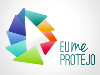 Eu Me Protejo Logo color cursor icon logo logotype negative positive positive negative protection rainbow