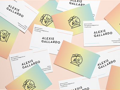 Alexis Gallardo Branding & Biz Cards branding business cards clean collateral design gradient graphic design identity kansas city logo minimal typography