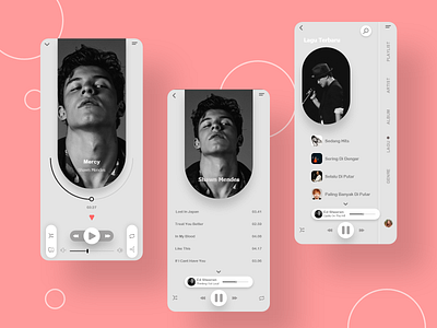 IMusic App Design app app concept app design clean design ios light minimal mobile pink spotify statisticts ui white