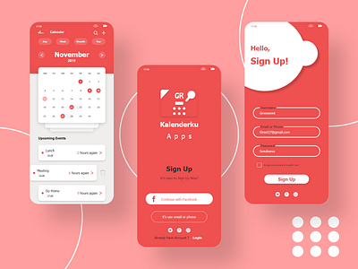 Calender app app concept app design clean design ios light minimal mobile music pink red ui white