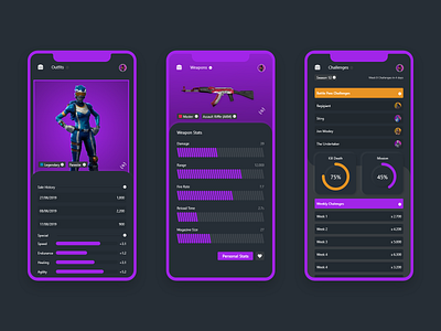 Games Statistics App Design app app concept app design black clean design games ios light minimal mobile purple statistics ui white