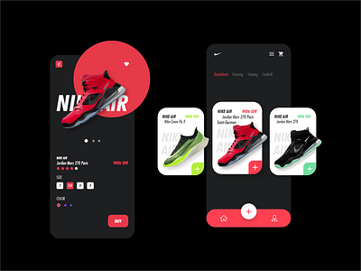 Nike App Design app app concept app design black clean design e commerce green ios light minimal mobile nike red redesign ui white