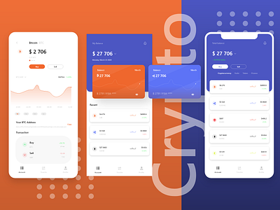 Crypto app app concept app design blue clean crypto design ios light minimal mobile orange red statistics ui white yellow