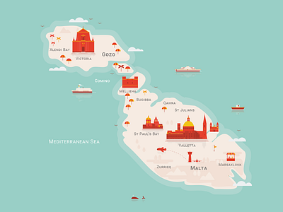Malta Map Illustration branding cover design graphic design illustration illustrator layout malta map marketing travel ui uidesign vector