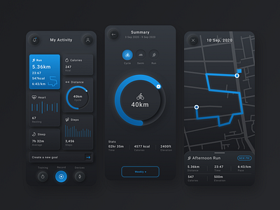 Training App - Dark Mode app app design dark mode dark ui interface ios iphone neumorphic neumorphism skeumorphic skeumorphism training uidesign uiux