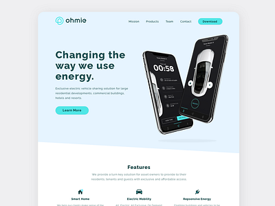 Ohmie Website app design car rental car rental app design graphic design landing page tesla ui ui design uiux ux ux design webdesign website