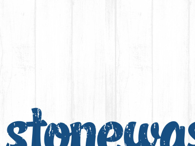Stonewash blue distressed grunge logotype stonewash white wood