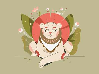 Lion 2d animal characterdesign flat flat illustration illustration lion vector vector art